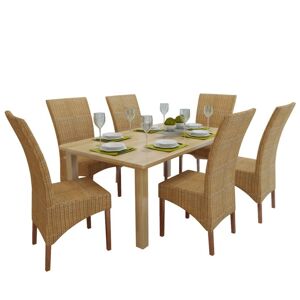 vidaXL Sillas de comedor 6 unidades ratán marrón natural