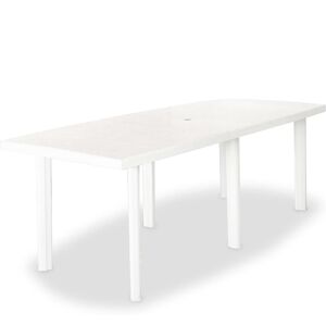 vidaXL Mesa de jardín de plástico blanca 210x96x72 cm