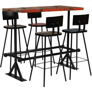 vidaXL Set de muebles de bar 5 pzas madera maciza reciclada multicolor