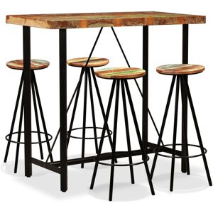 vidaXL Set de muebles de bar 5 piezas madera maciza reciclada