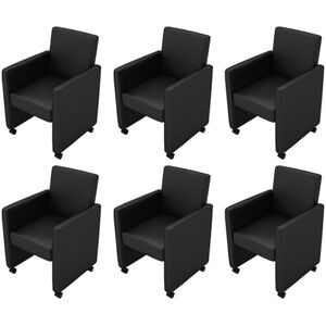 vidaXL Sillas de comedor 6 unidades cuero sintético negro