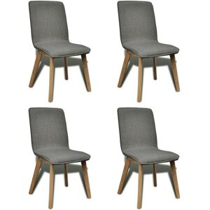 vidaXL Sillas de comedor 4 uds tela gris claro y madera maciza roble