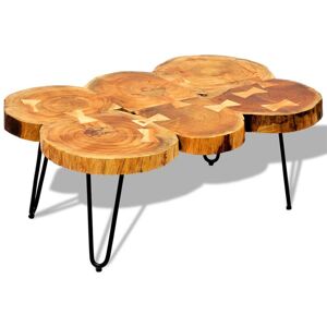 vidaXL Mesa de centro con 6 troncos madera maciza de sheesham 35 cm