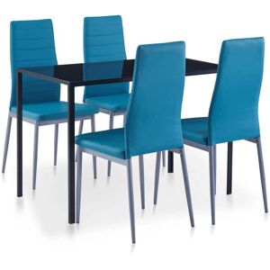 vidaXL Conjunto de mesa y sillas de comedor 5 piezas azul