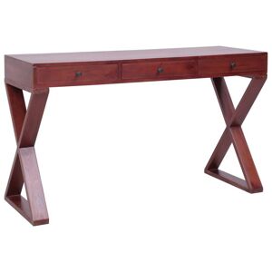 vidaXL Escritorio ordenador madera maciza de caoba marrón 132x47x77 cm