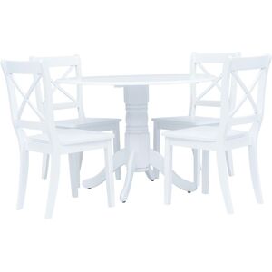 vidaXL Conjunto de comedor 5 piezas madera maciza de caucho blanco