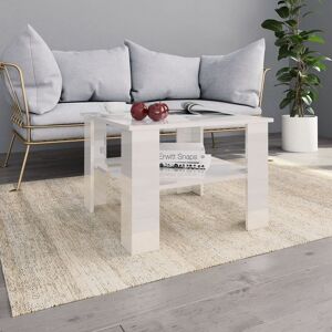 vidaXL Mesa de centro madera contrachapada blanco brillante 60x60x42cm