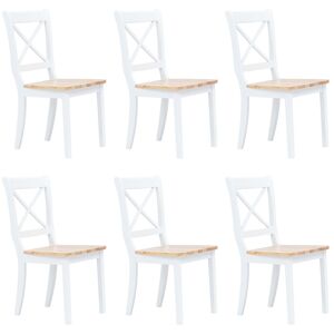 vidaXL Sillas de comedor 6 uds madera maciza de caucho blanco y madera