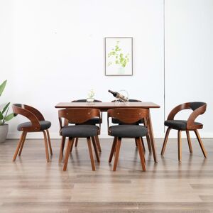 vidaXL Sillas de comedor 6 unidades madera curvada y tela gris oscuro