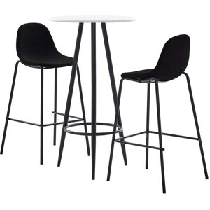 vidaXL Juego de mesa alta y taburetes 3 piezas tela negro