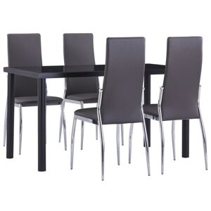 vidaXL Juego de comedor 5 piezas cuero sintético gris