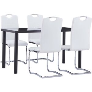 vidaXL Juego de comedor 5 piezas cuero sintético blanco