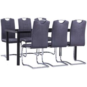 vidaXL Juego de comedor 7 piezas piel de ante artificial gris