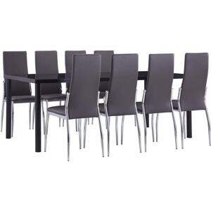 vidaXL Juego de comedor 9 piezas cuero sintético gris