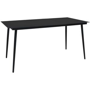 vidaXL Mesa de comedor de jardín acero y vidrio negra 190x90x74 cm