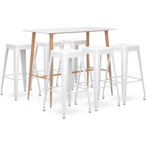 vidaXL Set de muebles de bar de 7 piezas blanco