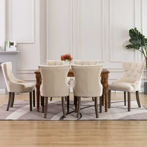 vidaXL Sillas de comedor 6 unidades de tela beige