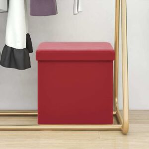 vidaXL Taburete con almacenaje plegable rojo vino tinto PVC