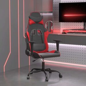 vidaXL Silla gaming de masaje cuero sintético negro y rojo