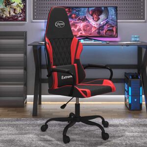 vidaXL Silla gaming de masaje cuero sintético negro y rojo