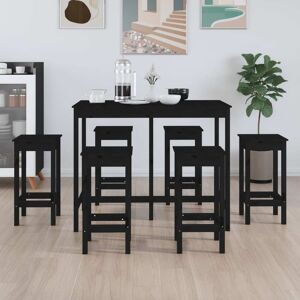 vidaXL Set de bar 7 piezas madera maciza de pino negro