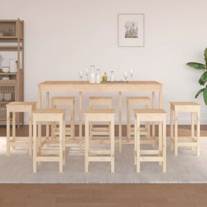 vidaXL Set de bar 9 piezas madera maciza de pino