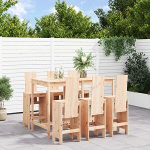 vidaXL Set de mesa y taburetes altos jardín 7 pzas madera maciza pino