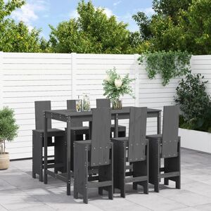 vidaXL Set de mesa y taburetes altos jardín 7 piezas madera pino gris