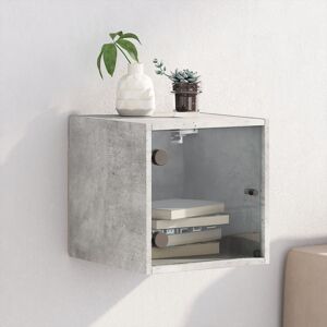 vidaXL Mesita de noche con puerta de vidrio gris hormigón 35x37x35 cm