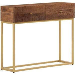 vidaXL Mesa consola madera maciza de mango y hierro 90x30x76 cm