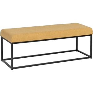 LOLAhome Banqueta pie de cama tapizada de hierro y tela mostaza de 120x40x45 cm