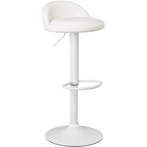 LOLAhome Taburete alto con pie de metal blanco con asiento blanco