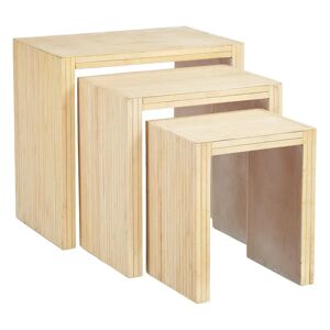 LOLAhome Set de 3 mesas auxiliares cuadradas de madera natural