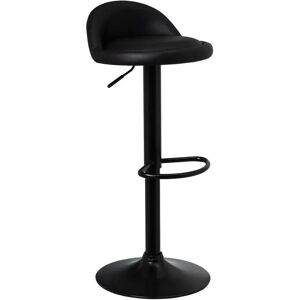 LOLAhome Taburete alto con pie de metal negro con asiento negro