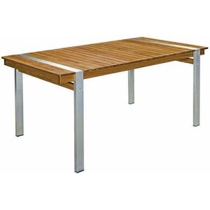 LOLAhome Mesa de jardín de comedor de acero inoxidable marrón de 160x85x74 cm