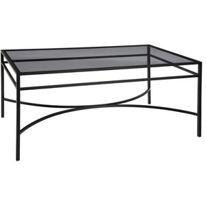 LOLAhome Mesa de centro rectangular de cristal y metal negra de 100x60x45 cm