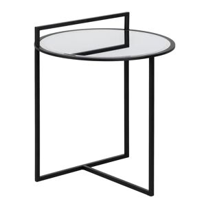 LOLAhome Mesita diseño de espejo y metal negra de 59x59x67 cm