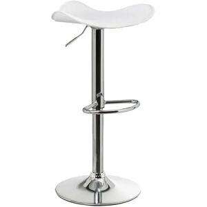 LOLAhome Taburete alto con pie de metal cromado con asiento blanco