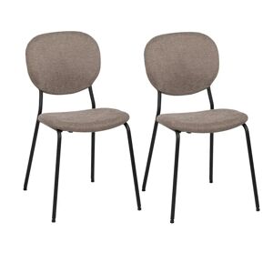 LOLAhome Set de 2 sillas de comedor tapizadas de tela de chenilla taupe de 45x53x82 cm