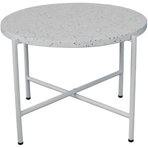 LOLAhome Mesita de jardín redonda Terrazzo de mármol y metal blanca de Ø 60 cm