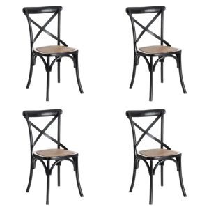 LOLAhome Pack de 4 sillas de comedor Aspas negro