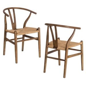LOLAhome Pack de 2 sillas de comedor Ming marrón oscuro