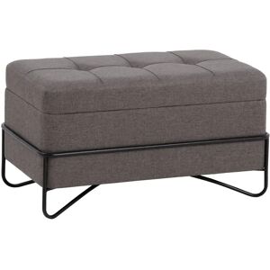 LOLAhome Banqueta baúl de tela con soporte de metal gris oscuro de 82x42x44 cm