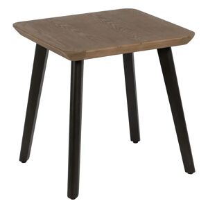 LOLAhome Mesita con encimera biselada de madera y metal negra y natural de 58x58x60 cm