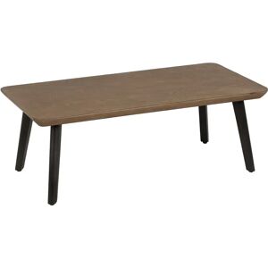 LOLAhome Mesa de centro con encimera biselada de madera y metal negra y natural de 120x60x43 cm