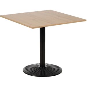 LOLAhome Mesa 4 personas con pedestal de madera y metal negra y natural de 80x80x74 cm