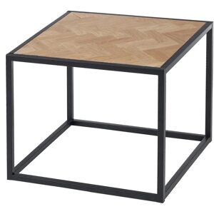 LOLAhome Mesa auxiliar de espiga de metal y madera natural de Ø 55x45 cm