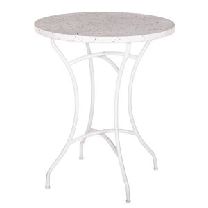 LOLAhome Mesa de jardín redonda Terrazzo de mármol y metal blanca de Ø 60 cm