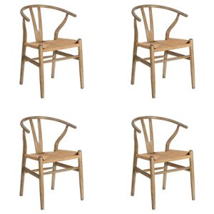LOLAhome Pack de 4 sillas de comedor Ming marrón
