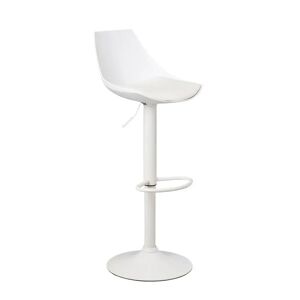 LOLAhome Taburete alto con pie de metal blanco con asiento blanco